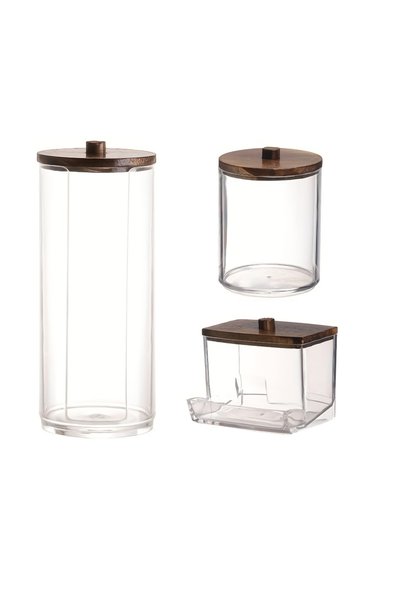 Choice 3pcs A 1/3 PackCotton Swab/Ball/Pad Holder, Apothecary Jar, Clear Bath...