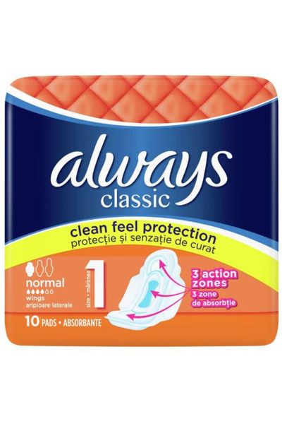 Always Sanitary Pads - Classic Normal, size 1, 10 pcs