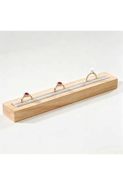 Choice Beige 1 Pcs Rings Wooden Display Stand Rectangular Shape For Rings Sto...