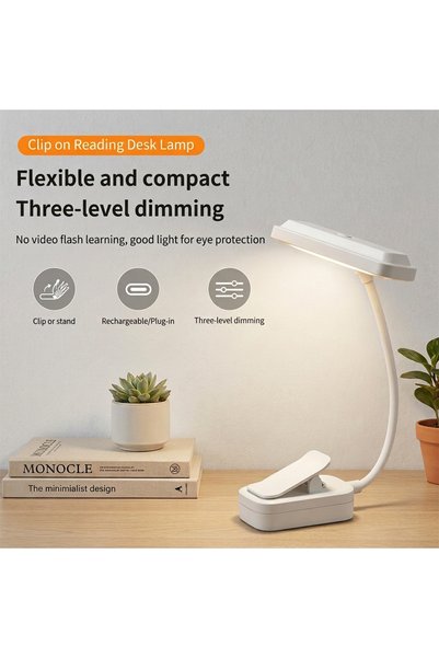 Choice Model A Clip On Book Light Reading Lamp 3 Color Temperature Stepless D...
