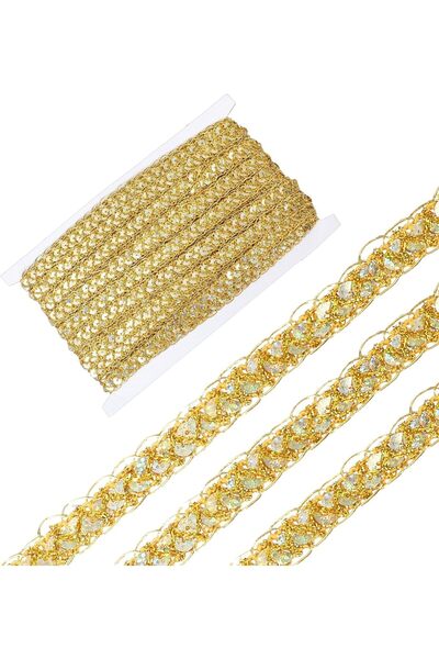 Generic Gold Sequin Ribbon Trim 14.3 Yards – Sparkly Metallic Gold Glitter Ri...