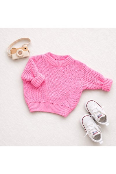 ESES BEBE Unisex Bebek-Çocuk Triko Kazak – pembe Rengi, Yumuşak Dokulu, Kışlı...