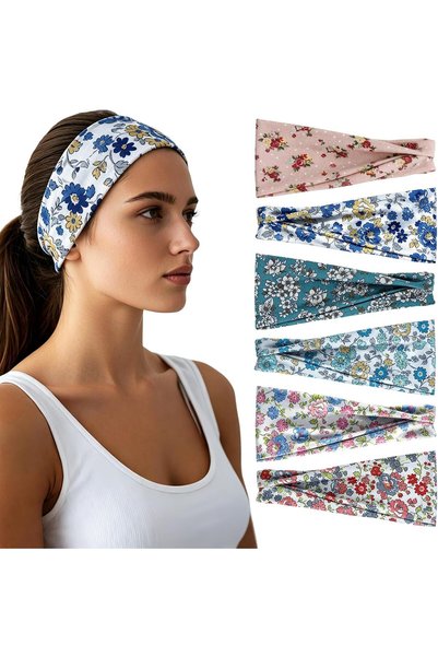 Generic Headbands for Women - 6 Pack Wide Elastic Hair Bands | Stretchy Sweat...