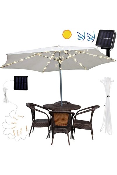 Choice Warm White Solar style LED String Lights Patio Umbrella Lights 8 Light...