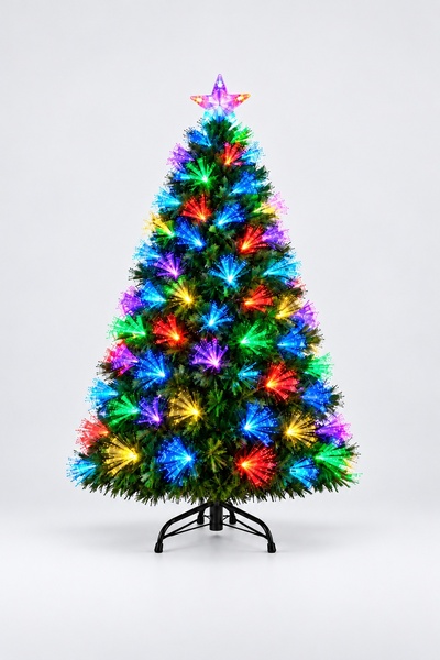 BLACK Pom artificial pentru Crăciun, fibră optică și 240 LED-uri, 2,1 m