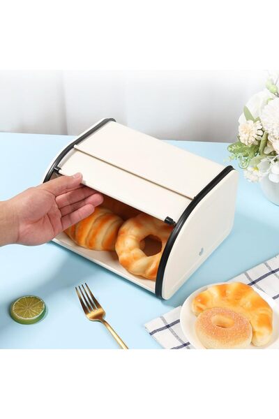 Generic صندوق خبز معدني بغطاء أمامي قابل للطي، صندوق خبز صغير بتصميم عتيق، حا...