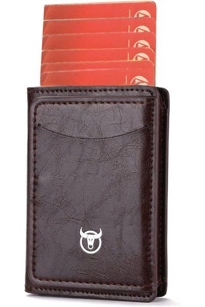 Generic Minimalist Wallet for Men with Cellphone Stand Small Metal Pop Up Wal...