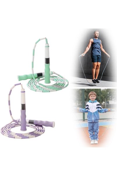 Generic Jump Rope, 2 jump ropes, with soft beads and ergonomic handles, a tan...