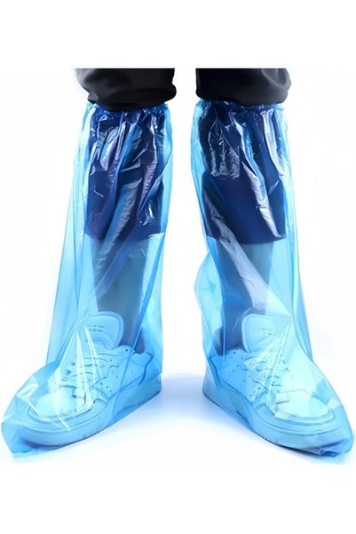 Choice blue 1pc Disposable Shoe Covers Blue Rain Shoes and Boots Cover Plasti...