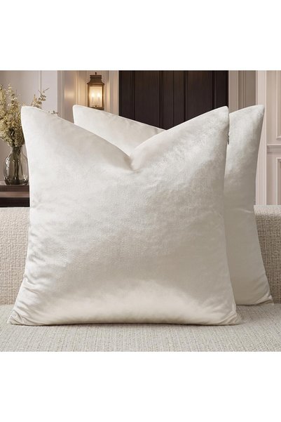 Generic أغطية وسائد زخرفية 20 × 20، طقم من قطعتين، لون عاجي كريمي، غطاء وسادة...