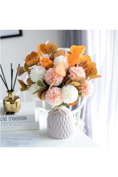 Generic Faux Hydrangea Artificial Flowers with Vase, Realistic Silk Flower Ar...