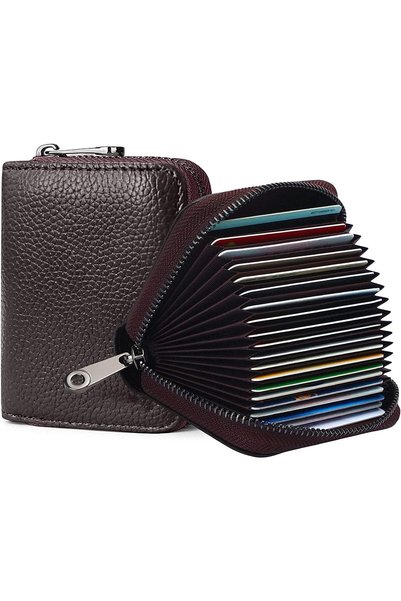 Generic Card Cases, RFID 20 Card Slots Holder Genuine Leather Small Card Case...