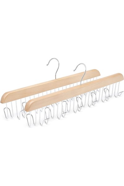 Generic Wooden Belt Hanger, 2-Pack, 40 cm, Natural