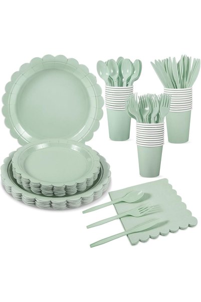 Generic 175 Pcs Party Supplies Set, Scalloped Plate Paper Napkin Cup Plastic ...