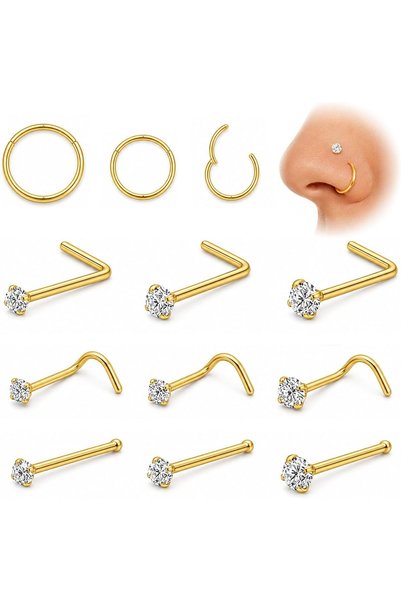 Generic Nose Rings Hoop & Nose Studs Sets for Women Men,316L Hypoallergenic S...