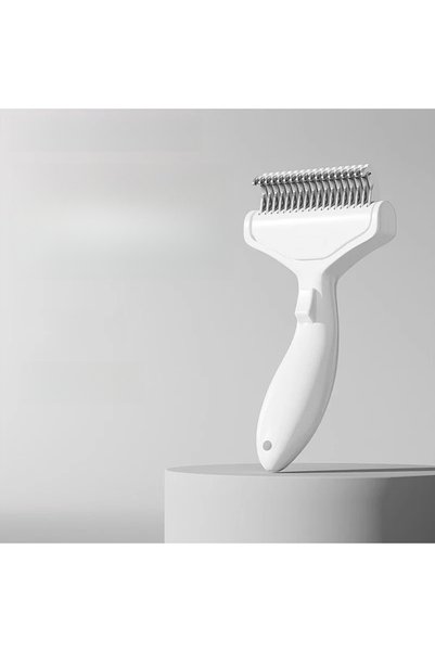 Choice مشط إزالة شعر الحيوانات الأليفة الأبيض ذو أسنان منحنية من الفولاذ المق...