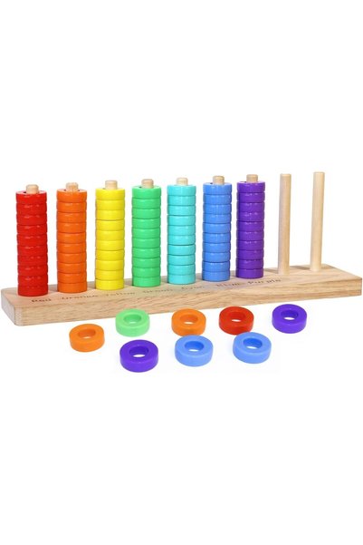 Generic Color Sorting Stacking Game Toy, Wooden Ring Matching Puzzle for Kids...