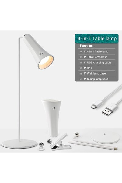 Choice White upgrade 4-in-1 LED Desk Lamp Eye-Caring USB Rechargeable Night L...