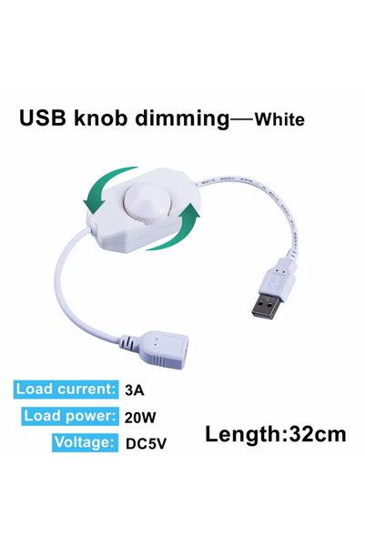 Choice مفتاح تحكم دوار LED أبيض بمنفذ USB، يعمل بجهد DC5V-24V، قابل للتعتيم، ...