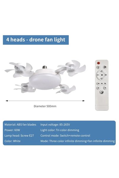 Choice WHITE Fan Light 2-in-1 Drone Design Ceiling Fan Light 60W with Remote ...