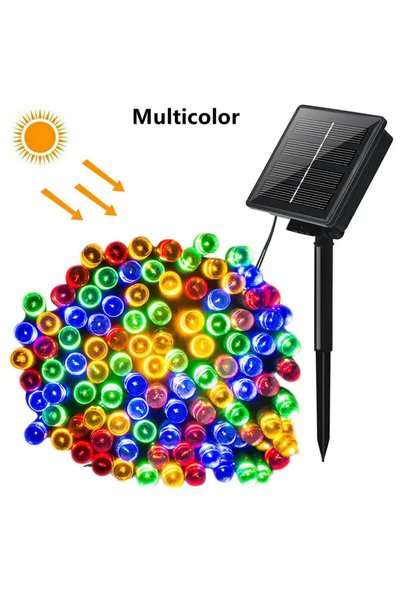 Choice 12M100LED RGB 1pc 12m 100 LED Solar Lights Outdoor Waterproof 8 Modes ...