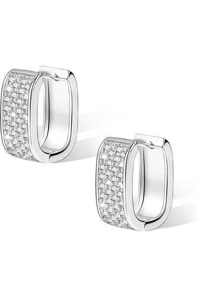 Generic 925 Sterling Silver Small Chunky Hoops, Hypoallergenic Cubic Zirconia...