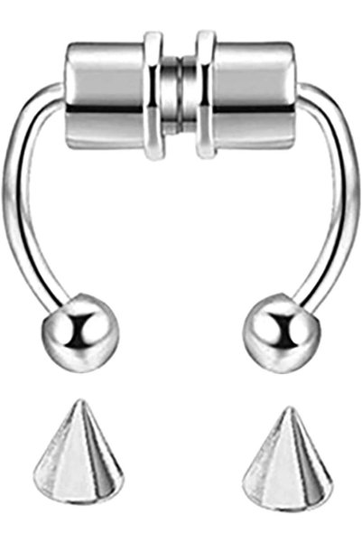 Generic Magnetic Horseshoe Septum Nose Ring - Reusable Non-piercing Hoop, 316...