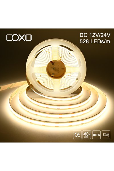 Choice 5m DC24V 528 LEDs 4000K Natural White Dimmable COB LED Strip Light 528...