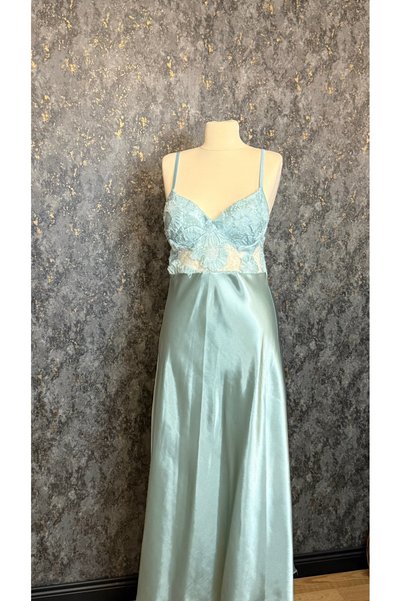 Loviana belle 2-Piece Long Robe and Nightgown Set with Full Lace Details (Boxed)
