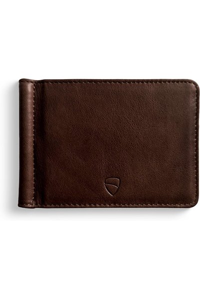 Generic BROMPTON Slim Leather Money Clip RFID Wallet for Men (Brown)