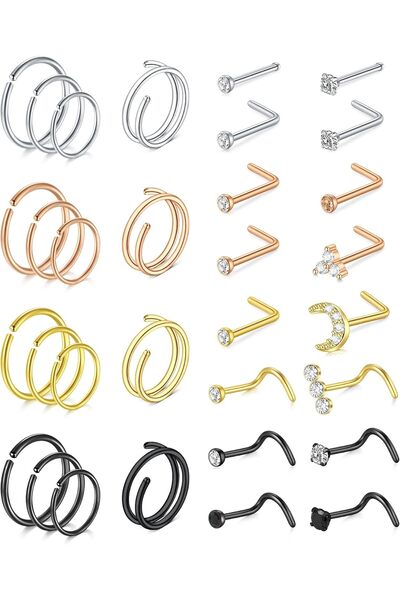Generic Nose Rings for Women Men Nose Piercing Jewelry 20g Nose Ring Hoop Sil...