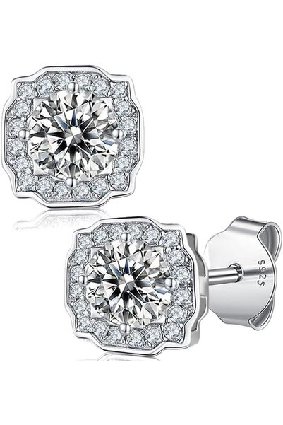Generic Women's Moissanite Stud Earrings0.5CT-1CT Lab-Created Diamond 925 Ste...