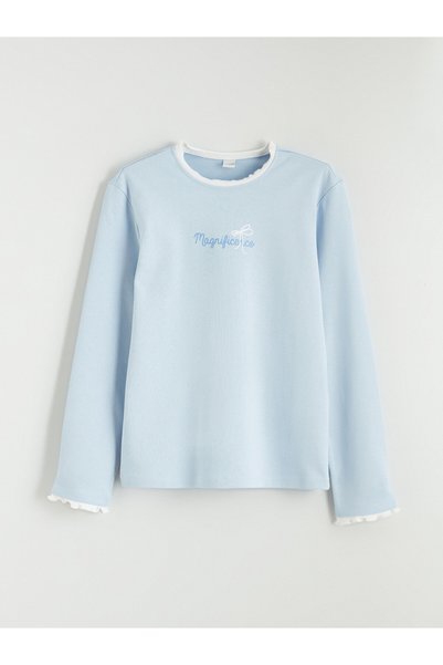 LC Waikiki Alita City Lcw Kids Blue Oval Collar Printed Girls' T-Shirt with a...