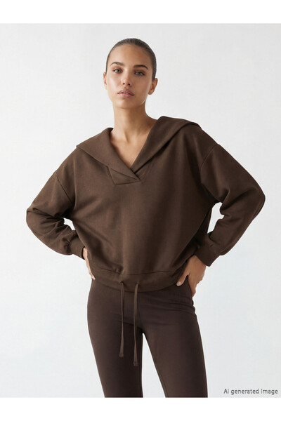 LC Waikiki Alita City Farkıyla Koor Sport Brown Interlock Plain Oversize Wome...