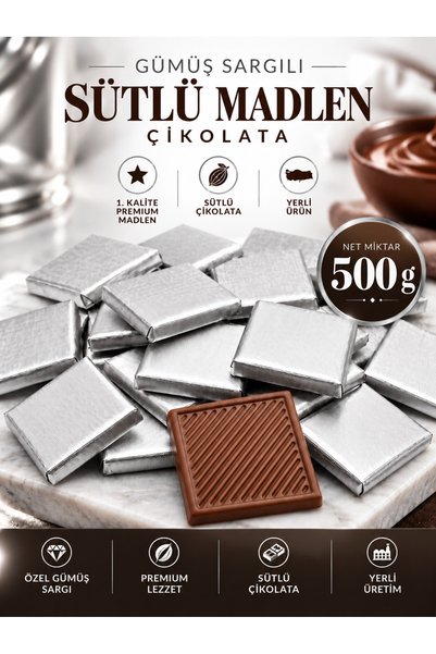 MUVI CHOCO GÜMÜŞ SARGILI SÜTLÜ MADLEN ÇİKOLATA 500 G