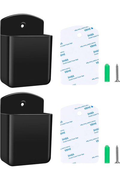 Generic 2 Pcs Black Remote Control Holder Wall Mount, Self-Adhesive Storage O...
