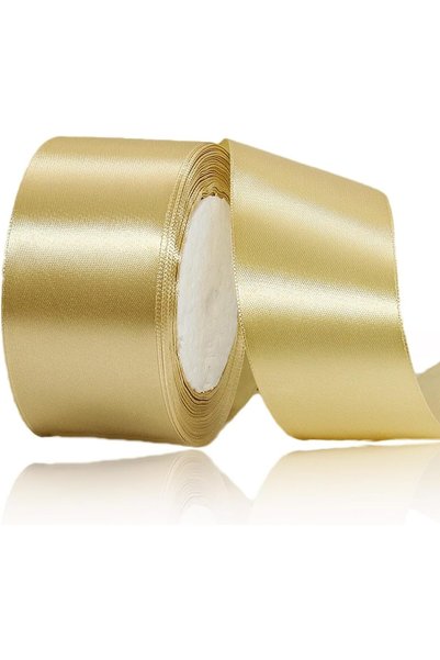 Generic شريط ساتان ذهبي، عرض 2 بوصة، طول 25 ياردة، للاستخدام في الأعمال اليدو...