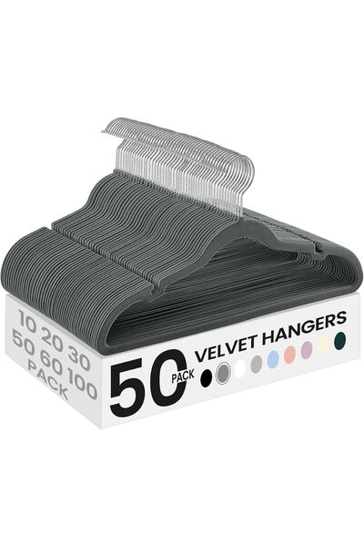 Generic شماعات ملابس مخملية 50 قطعة، شماعات ملابس غير قابلة للانزلاق، شماعات ...