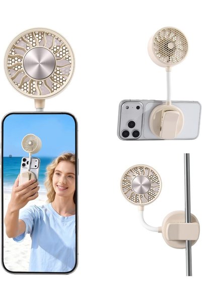 Generic Magnetic Phone Fan with Ice Cooling, 3-in-1 Clip-On Fan & Phone Stand...