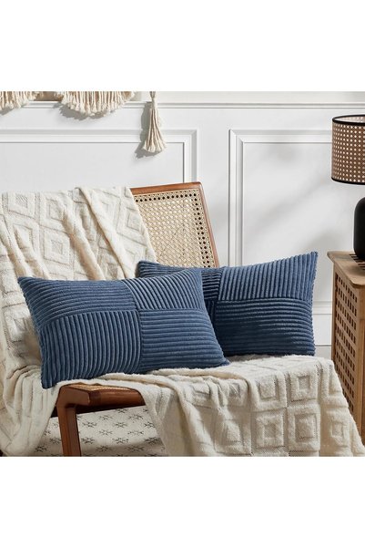 Generic 2 Packs Dusty Blue Lumbar Decorative Throw Pillow Covers 16x32 Inch f...