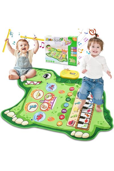Generic Piano Drum Play Mat, 3-in-1 Dinosaur Musical Mat Gifts for 1 2 3 Year...