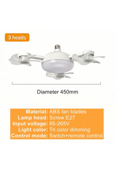 Choice 3 Head 3/4 Heads Drone Style E27 Ceiling Fan Light 2-in-1 AC85-265V Th...