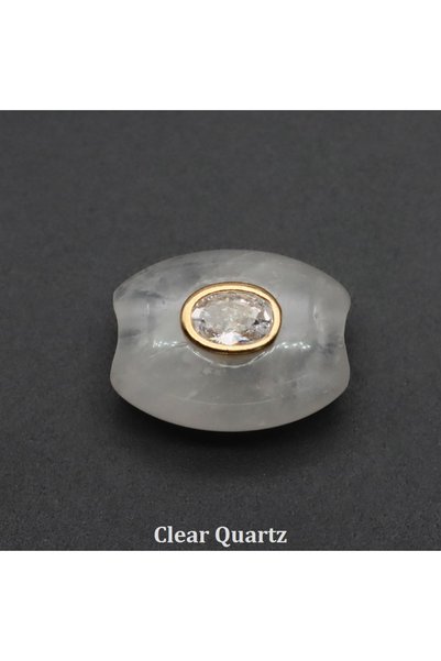 Choice 1pc Clear Quartz Barrel Shape Natural Stone Beads Inlaid Zircon Big Ho...
