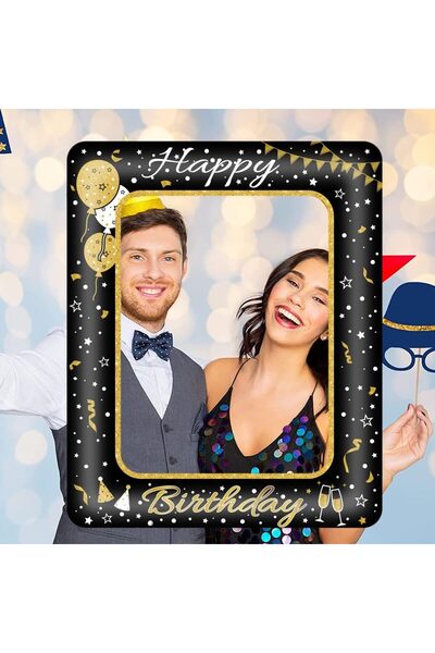 Generic Black Gold Inflatable Selfie Picture Frame, Giant Photo Booth Props f...
