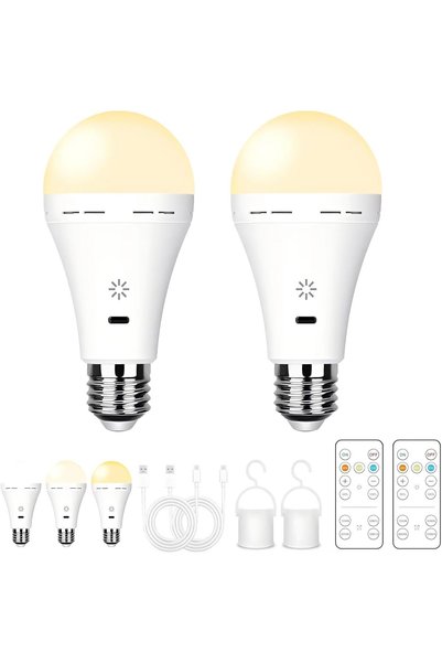 Choice 2 pack Rechargeable 2600mAh Light Bulb with Large Battery Backup – Per...
