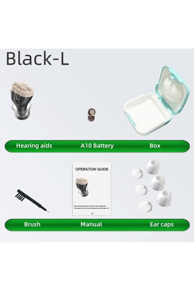Choice Black-Left Ear Premium Adult Hearing Aid, Mini CIC Personal Inner Ear ...