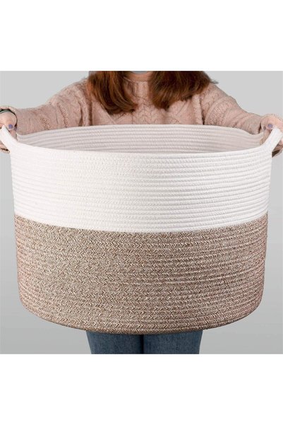 Generic Extra Large Decorative Woven Cotton Rope Basket, Nursery Blanket Bask...