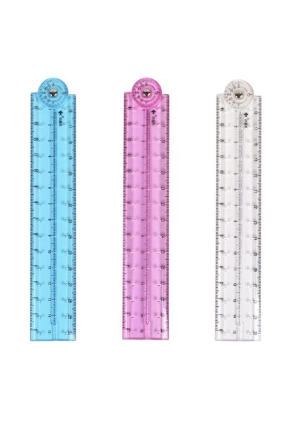 Generic Folding Ruler Set 3 Piece, 30 cm Foldable Plastic Geometry Rulers wit...