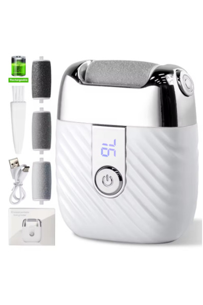 Choice White Electric Heel Callus Remover Rechargeable – Wireless Foot Scrubb...