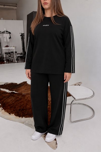 Elisho Modal Fabric Long-Sleeve Plus-Size Sweatsuit Set with Double-Biay Deta...